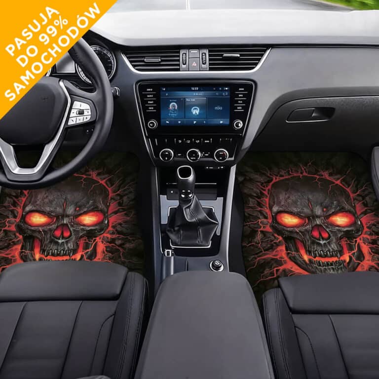 Spersonalizowane dywaniki samochodowe „Inferno Skull” z twoim tekstem