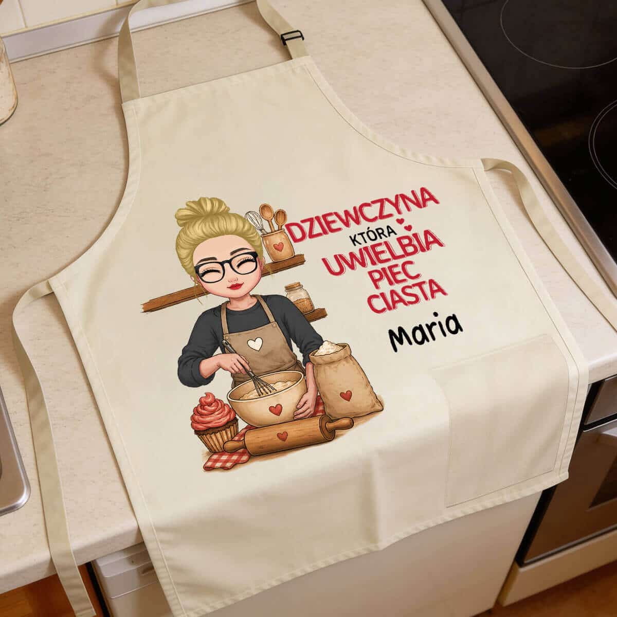 Spersonalizowany fartuch - Dziewczyna, która uwielbia piec ciasta